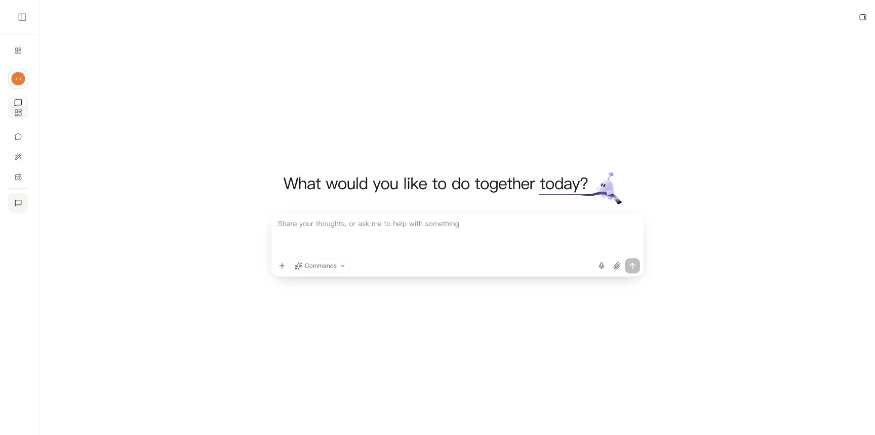 New conversation in the international LightVela console, with the sidebar collapsed