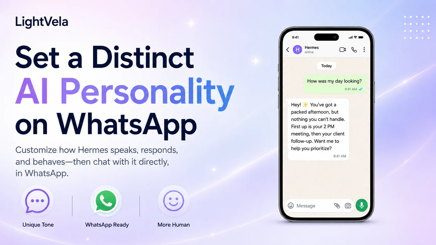 A Hermes Agent with a distinct personality in WhatsApp