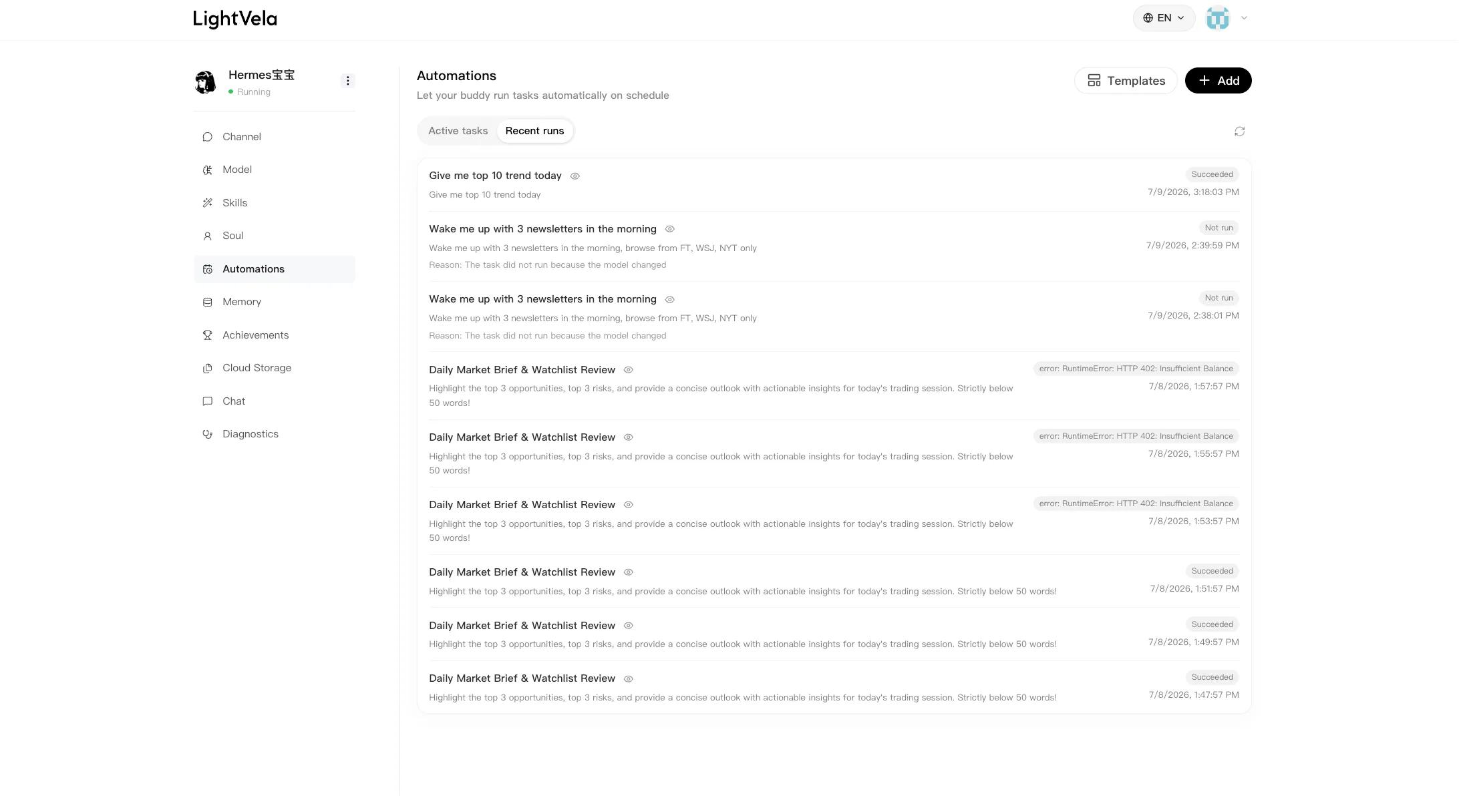 A Hermes Agent conversation using organized project knowledge