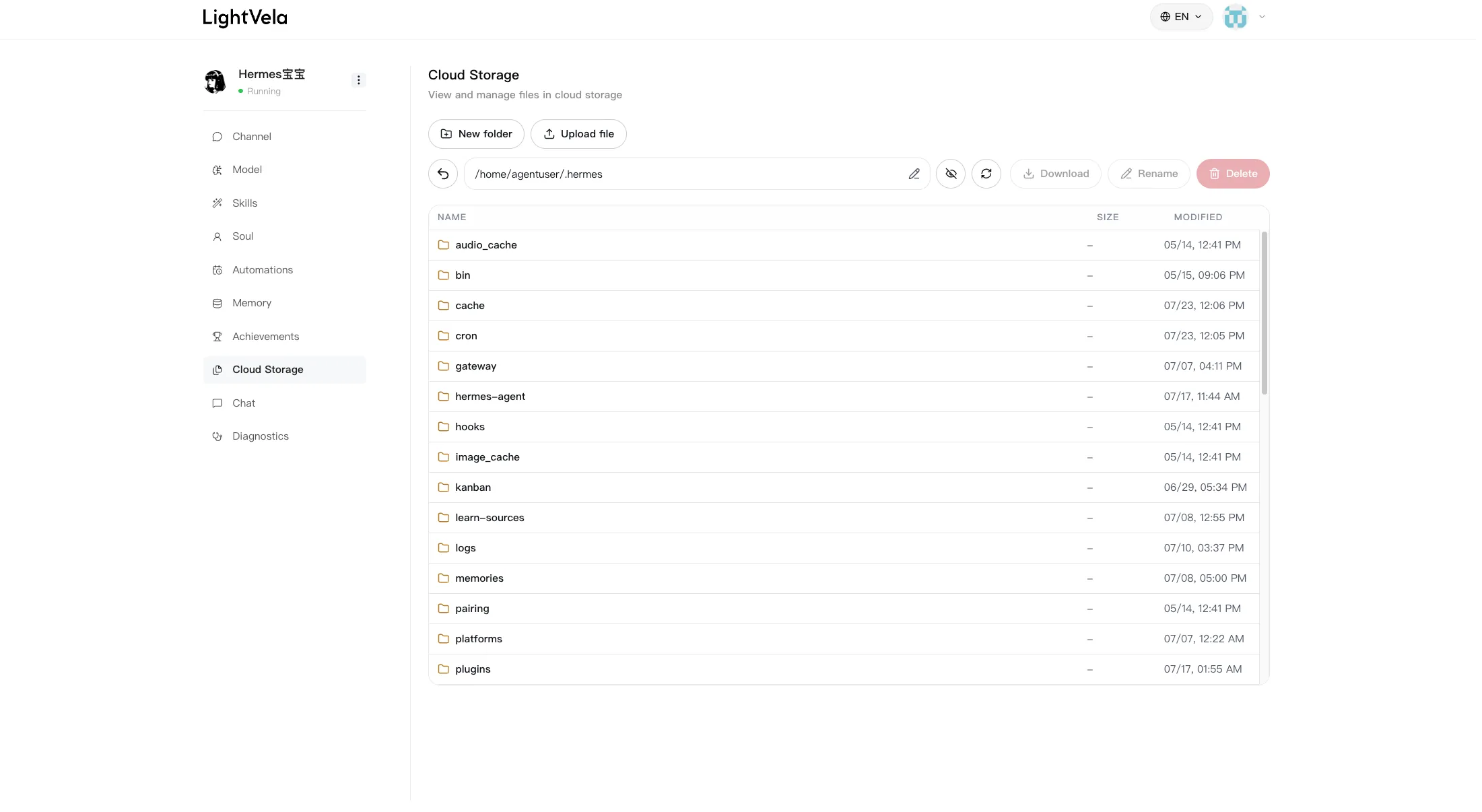 A Cloud Storage folder with project files