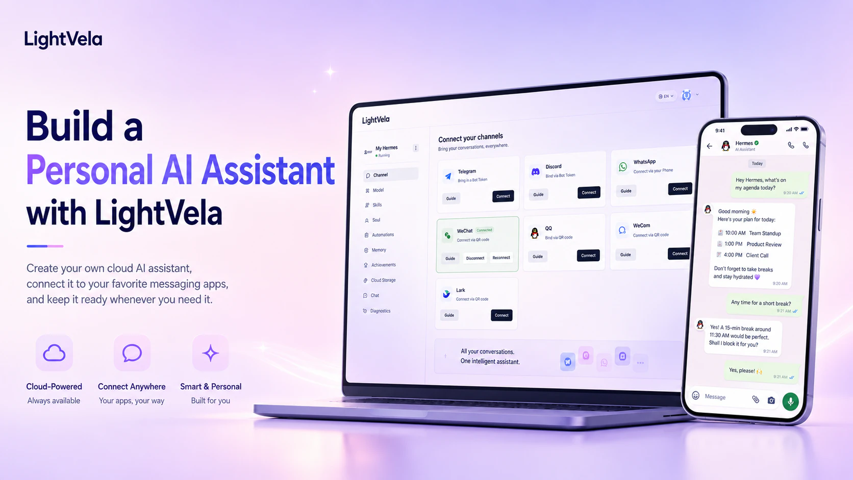 A personal AI assistant with LightVela across channels